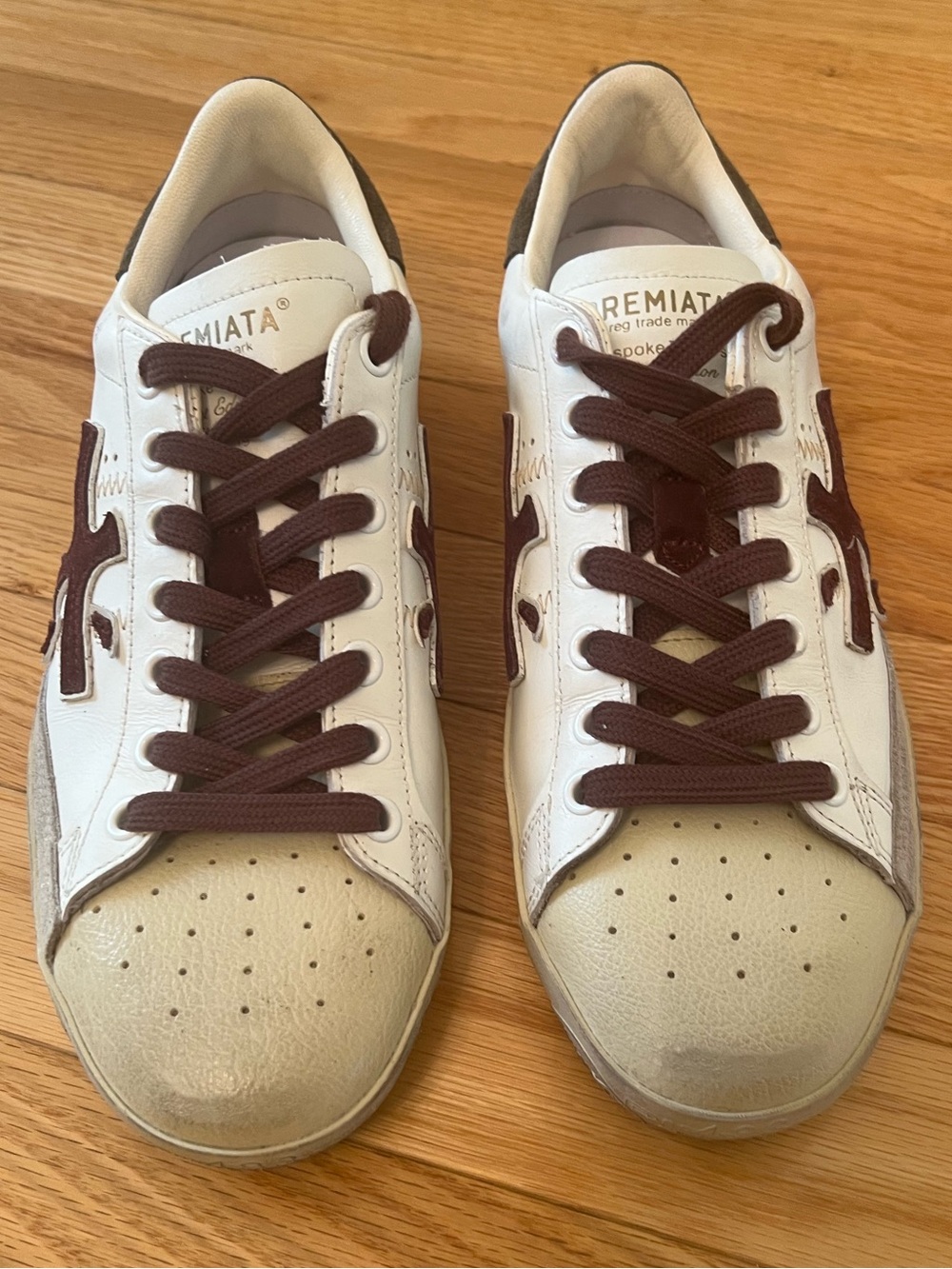NEW PREMIATA Women’s Steven Sneakers Off-White w/Burgundy